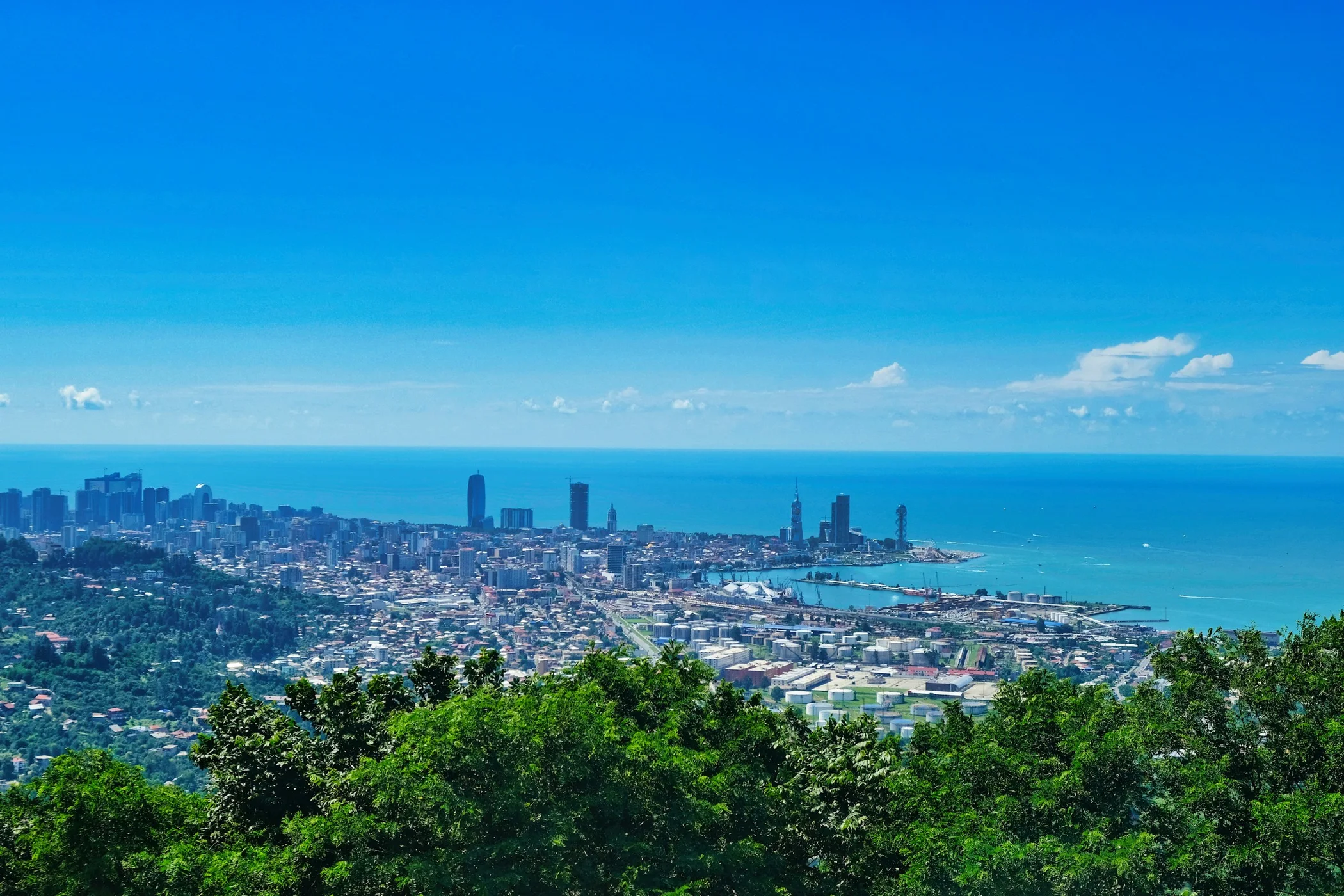 Wide view of Batumi and the Black Sea